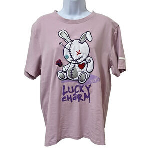 BKYS T Shirt Mens Lg Pink Lucky Charm Black Keys Stuffed Bunny Rabbit Streetwear